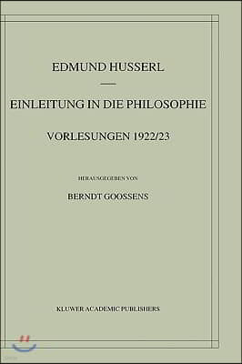 Einleitung in Die Philosophie: Vorlesungen 1922/23