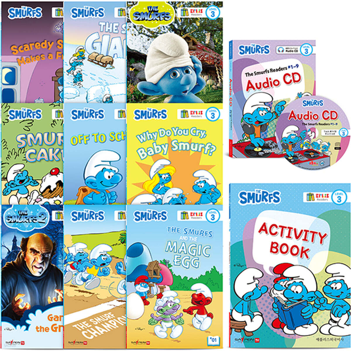 [세이펜BOOK] The Smurfs 스머프 리더스북 9종 세트 (Paperback + Audio CD + 액티비티북)