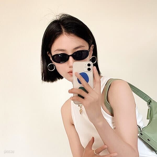인싸 캣아이 미노이 선글라스 [커트코베인 힙한 웃긴 타원형 레트로 뿔테 블랙선글라스 안경]