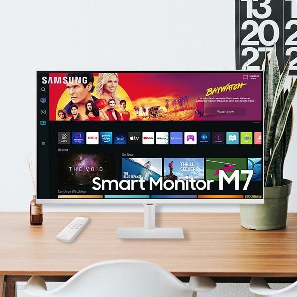 삼성전자 스마트모니터 M7 S32BM701 화이트 UHD 4K 80cm C-Type 4ms Youtube 넷플릭스  덱스 미러링 에어플레이