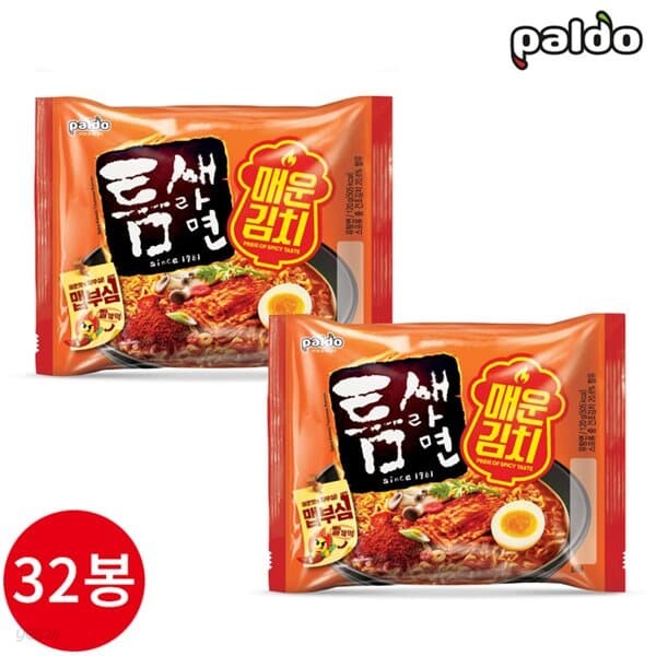 팔도 틈새라면 매운김치 120g x 32개