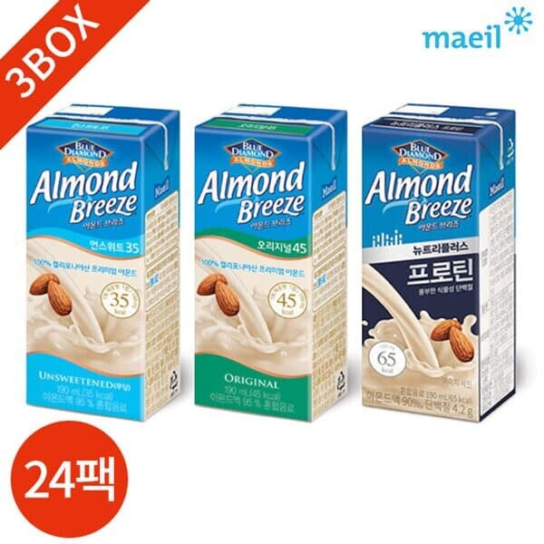 아몬드 브리즈 190ml 오리지널 언스위트 프로틴 3종 묶음