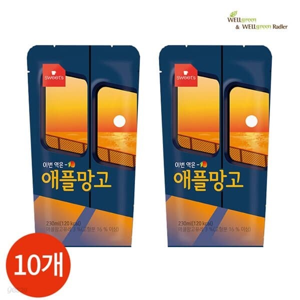 웰그린 애플망고 파우치 음료 230ml x 10개