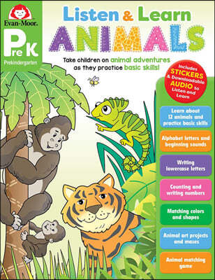 Listen and Learn: Animals, Grade Prek Workbook