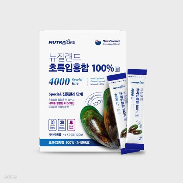 뉴트라라이프 뉴질랜드 초록입홍합 스페셜 4000 100%환(4g x 30포) 1개월분