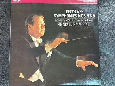 [LP] 네빌 마리너 - Neville Marriner - Beethoven Symphonies Nos.5 & 8 LP [성음-라이센스반]