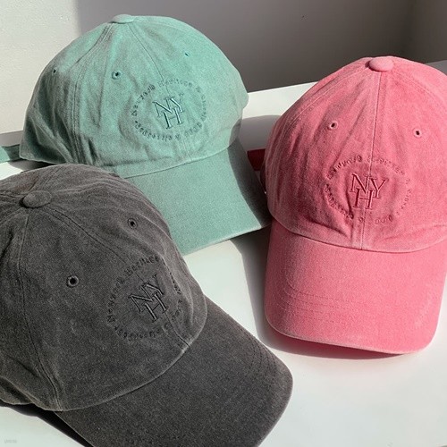 빈티지 피그먼트 워싱 레터링 자수 모자 소두핏 볼캡 3color
