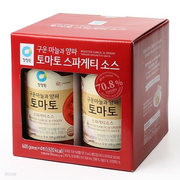 [청정원]구운마늘과 양파 토마토 스파게티소스 600g (4인분) x 4개