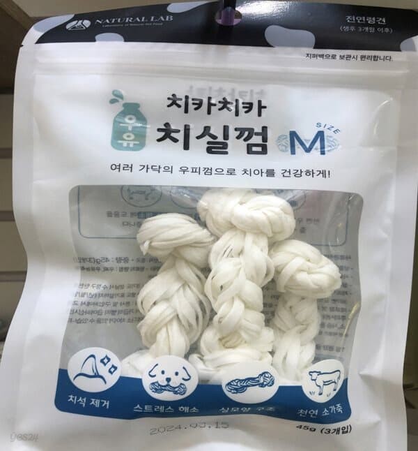 치카치카 우유 치실껌 반려견 애견 도그 M 3P 45g