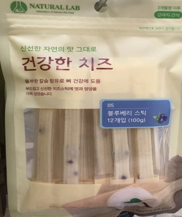 프로 내추럴랩 건강한치즈블루베리 반려견 사료스틱12P100g
