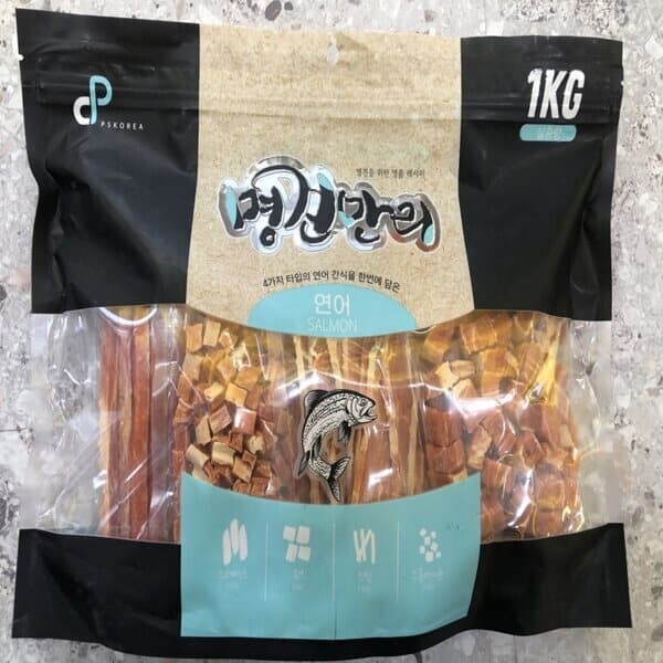 프로 명견만리 대용량 연어 육포 강아지 반려견 사료 1kg
