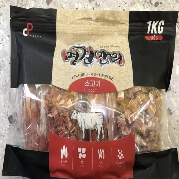 프로 명견만리 대용량 소고기 육포 강아지 반려견 사료 1kg
