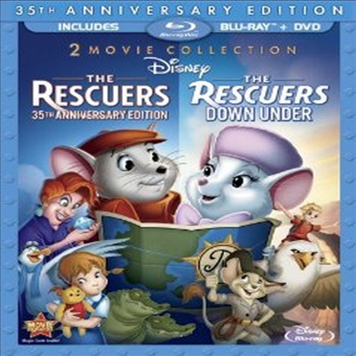 The Rescuers: 35th Anniversary Edition (The Rescuers / The Rescuers Down Under) (ѱ۹ڸ)(Three-Disc Blu-ray/DVD Combo in Blu-ray Packaging) (2012)