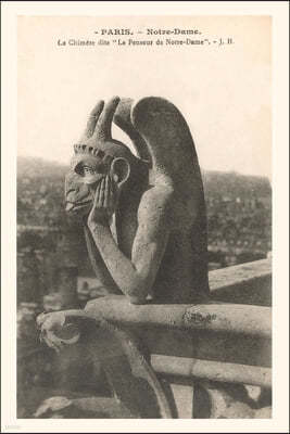 Vintage Journal Gargoyle on Notre Dame Cathedral