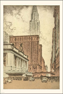 Vintage Journal Grand Central Station and Chrysler Building Illustration