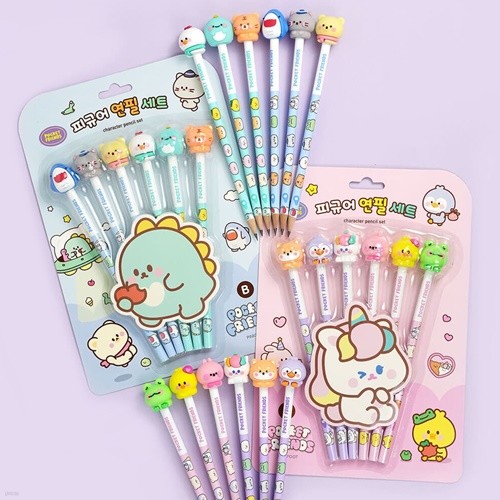 핑크풋4000쪼꼬미친구들피규어연필세트_6본(랜덤발송)
