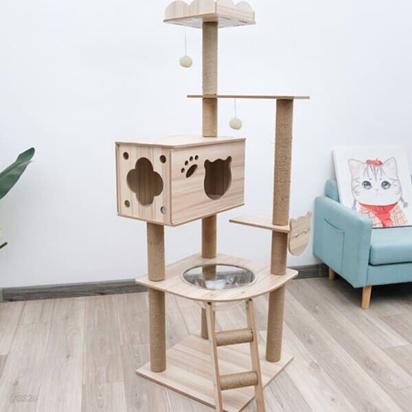 고양이 캣타워(냥이얼굴+사다리)
