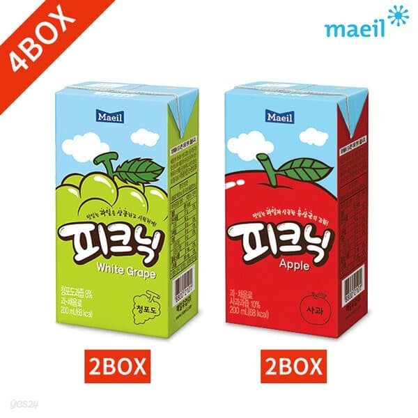 매일 피크닉 200ml x 24팩 4박스 묶음 (포도2 사과2)