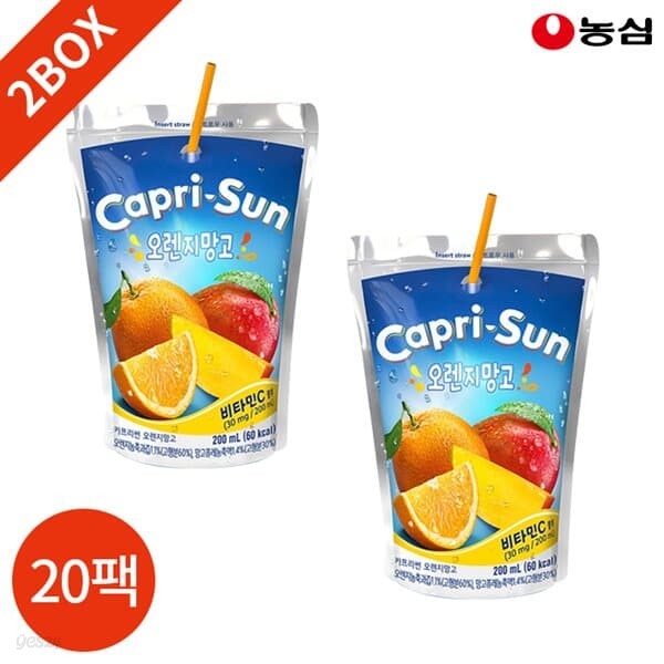 농심 카프리선 오렌지망고 200ml x 20개