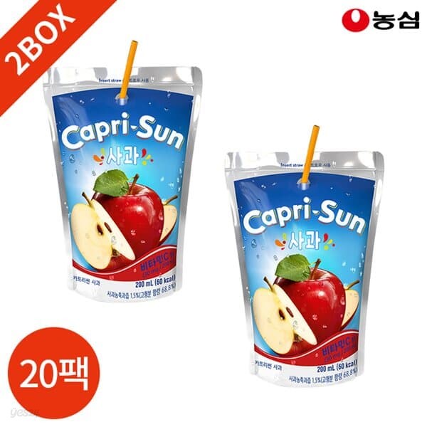 농심 카프리선 사과 200ml x 20개