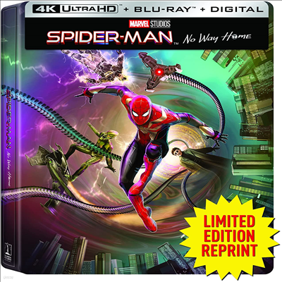 Spider-Man: No Way Home (̴:   Ȩ) (Limited Edition Steelbook)(4K Ultra HD+Blu-ray)(4K ѱ ڸ )