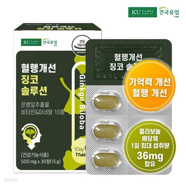 [건국유업] 혈행개선 징코 솔루션 30정x1개(1개월)