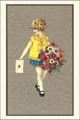 Vintage Journal Little Girl with Bouquet and Letter