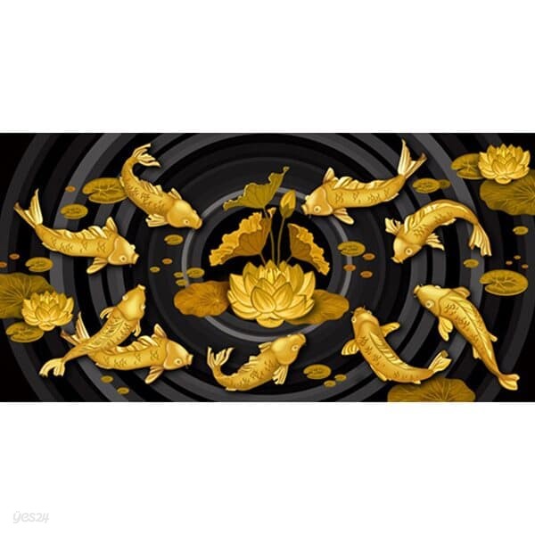 대형 황금 재물 잉어 (5D)(샤이닝) 보석십자수 60x120