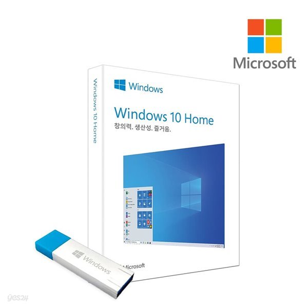 [ Microsoft 코리아 ] 마이크로소프트 Windows 10 Home 처음사용자용 한글 FPP USB설치 윈도우 10 홈 영구제품키