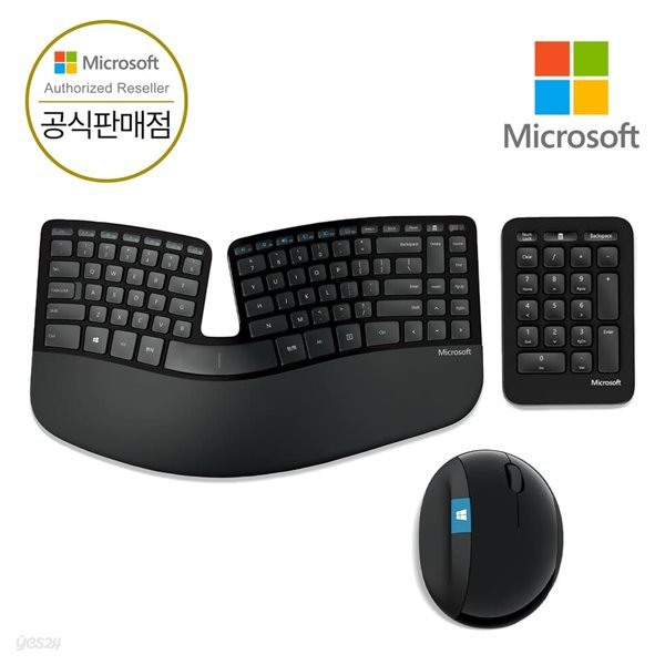 [ Microsoft 코리아 ] 마이크로소프트 Sculpt Ergonomic Desktop 스컬프트 에고노믹 인체공학 데스크탑 무선키보드+마우스 세트