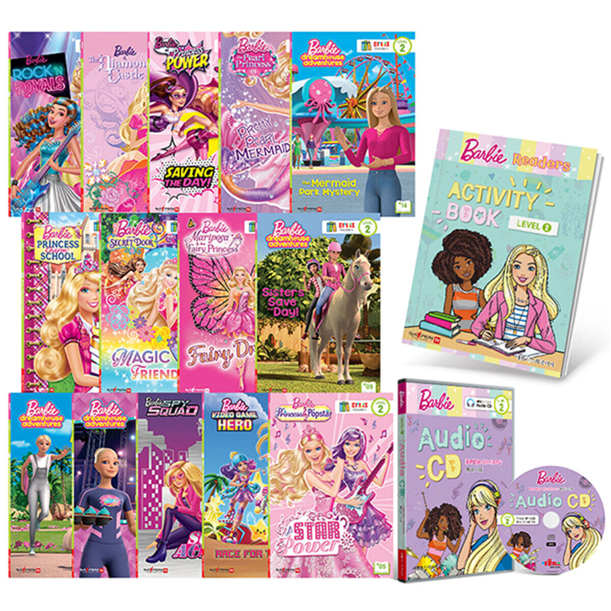 애플리스외국어사 [세이펜BOOK] Barbie 바비 리더스북 레벨 2 : 리더스북 14권 + MP3 오디오 CD 1장 + 액티비티북 1권