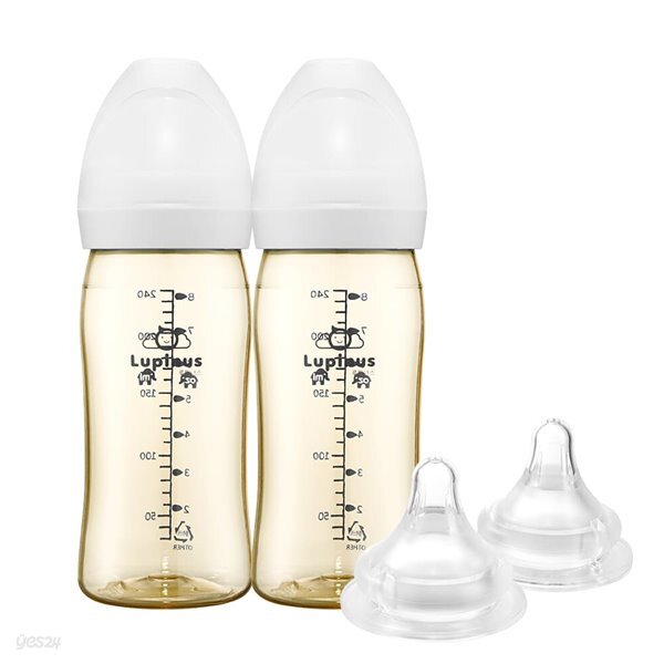 [루피너스]PPSU젖병 240ml 트윈팩(2개입)+Double Hole젖꼭지(2개입)
