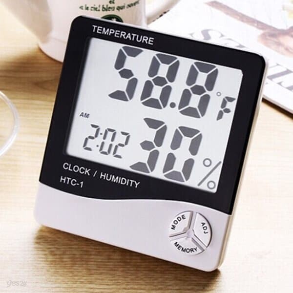 OMT 디지털 온습도계 온도계 습도계 시계 대화면LCD