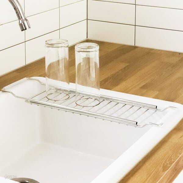 304스텐 길이조절 컵 식기 그릇 싱크 건조대 (소)