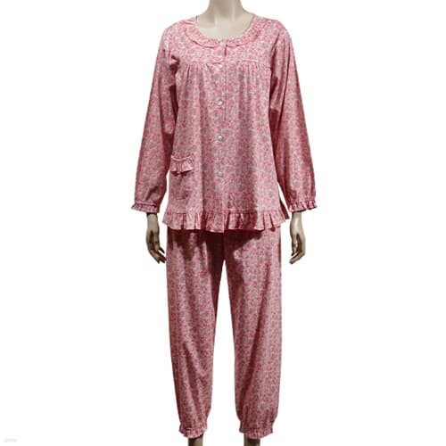 까르멧)화사한 꽃나염 컬러 면100 여성 잠옷 상하세트
