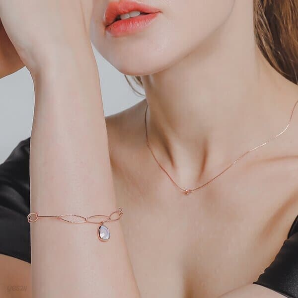 제이로렌 문스톤 로즈골드 링크 체인 팔찌 B0964