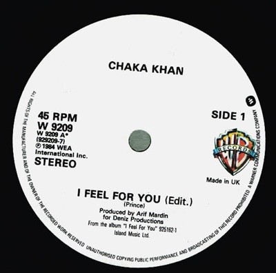 [중고 LP] Chaka Khan - I Feel For You (7Inch Vinyl) (EU 수입)