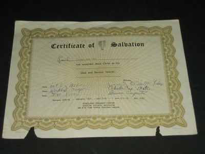 certificate of salvation 