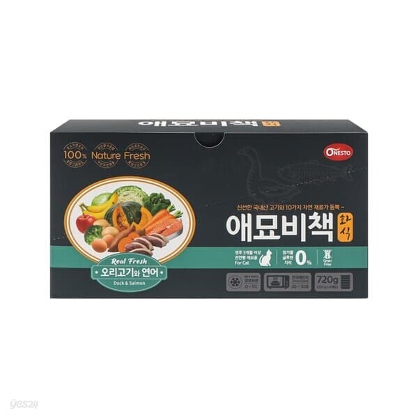 애묘비책 화식사료 오리고기와 연어 1박스 (120g 6개입) 고양이용