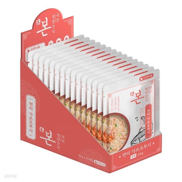본 영양간식 고양이용 연어 가쓰오부시 죽 1박스 (50g 15개입)