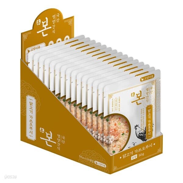 본 영양간식 고양이용 닭고기 가쓰오부시 죽 1박스 (50g 15개입)