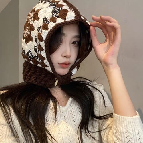 코카앤 크로셰 겨울 니트 패션 바라클라바 모자