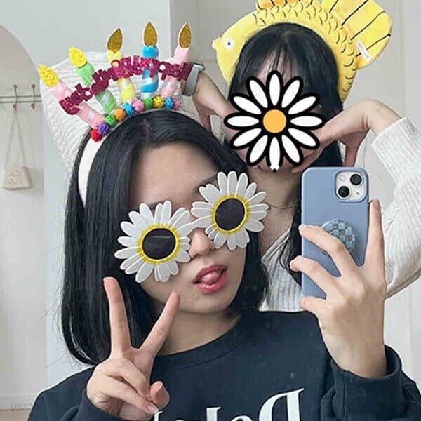 데이지 꽃 인싸 파티 선글라스 [해바라기 웃긴 귀여운 생일 안경 썬그라스 플라워 이상한 썬글라스]