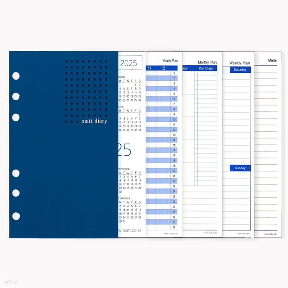 [2024년속지]마뜨 2024년 25절 다이어리 6공 속지(15x21cm)N9411