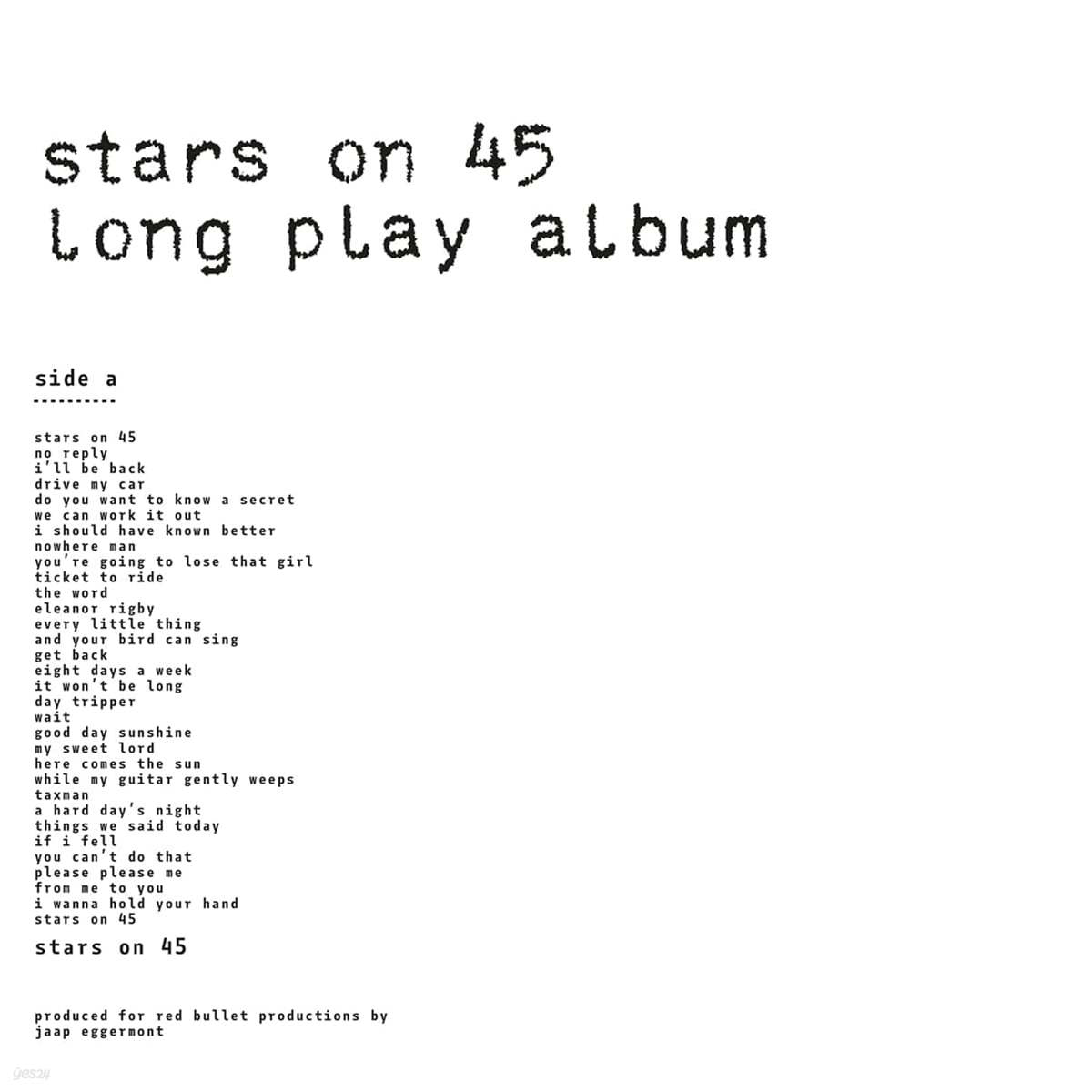 Stars On 45 (스타스 온 45) - Long Play Album [화이트 컬러 LP]