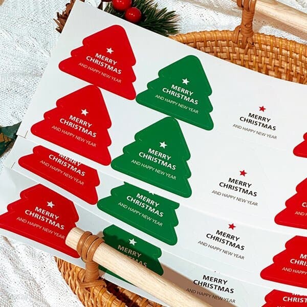 OMT 크리스마스 트리 선물 포장 데코 스티커 성탄절 선물 포장용품