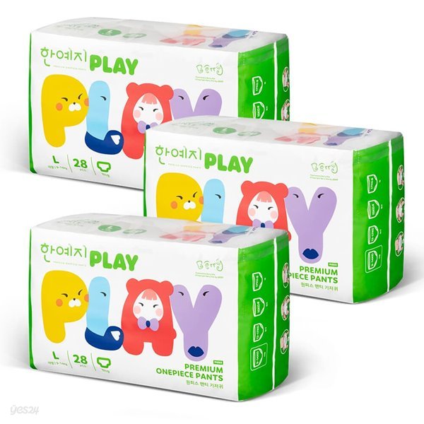 한예지 PLAY 기저귀 대형 28입 3팩(총 84입)