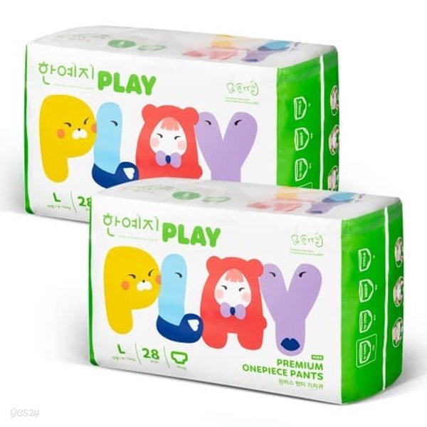 한예지 PLAY 기저귀 대형 28입 2팩(총 56입)