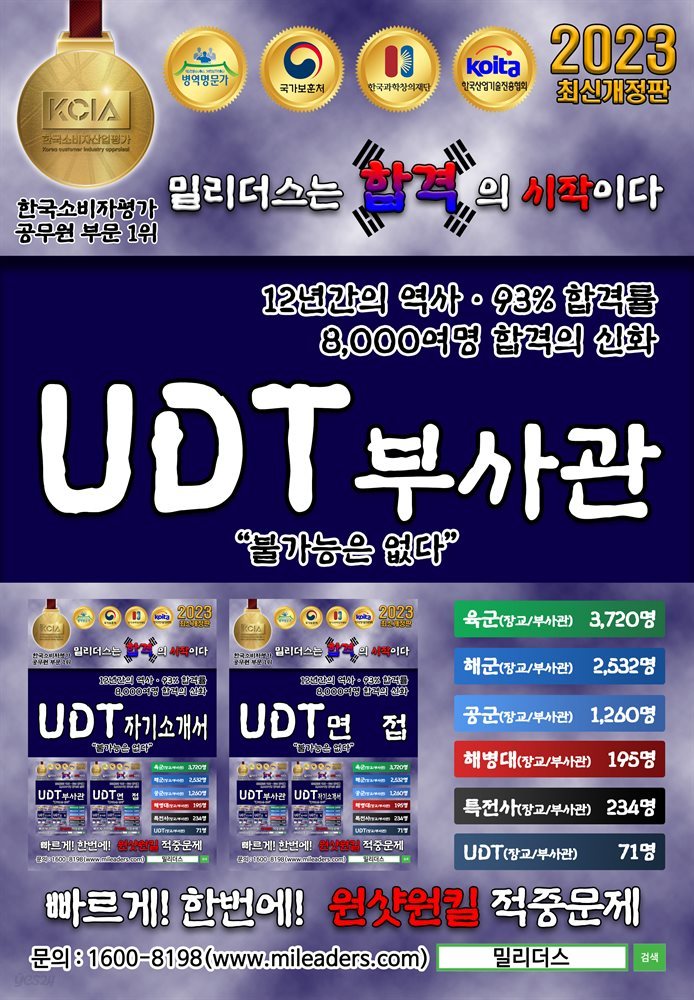 2023 밀리더스 UDT 부사관 특수전전단 실전모의고사 필기 문제집(최신판)