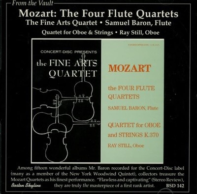 Mozart : The Four Flute Quartets (4개의 플루트 4중주) - 바론 (Samuel Baron)(Canada발매)